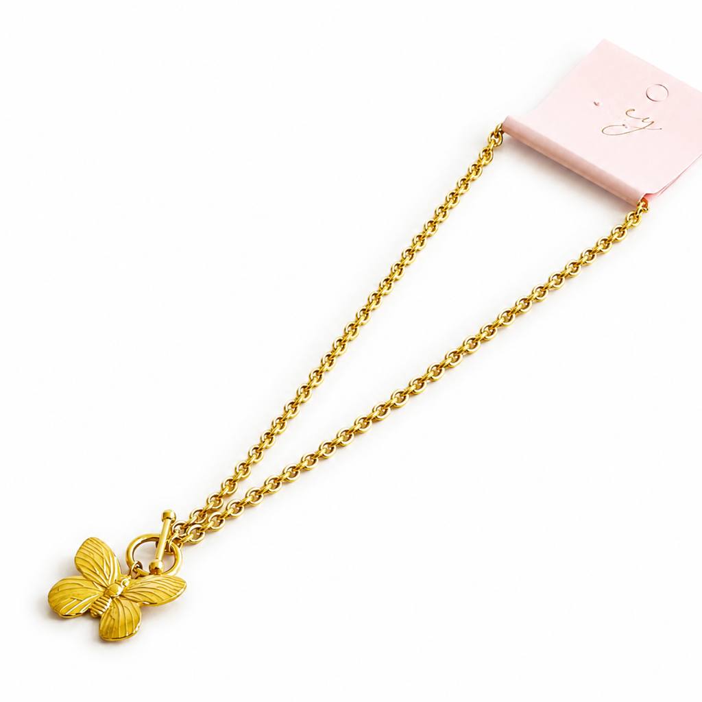 Vintage Butterfly Solo Toggle Necklace