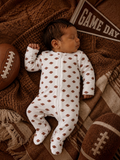 Football / Organic Pointelle 2-Way Zip Footie: 3 - 6 mo.