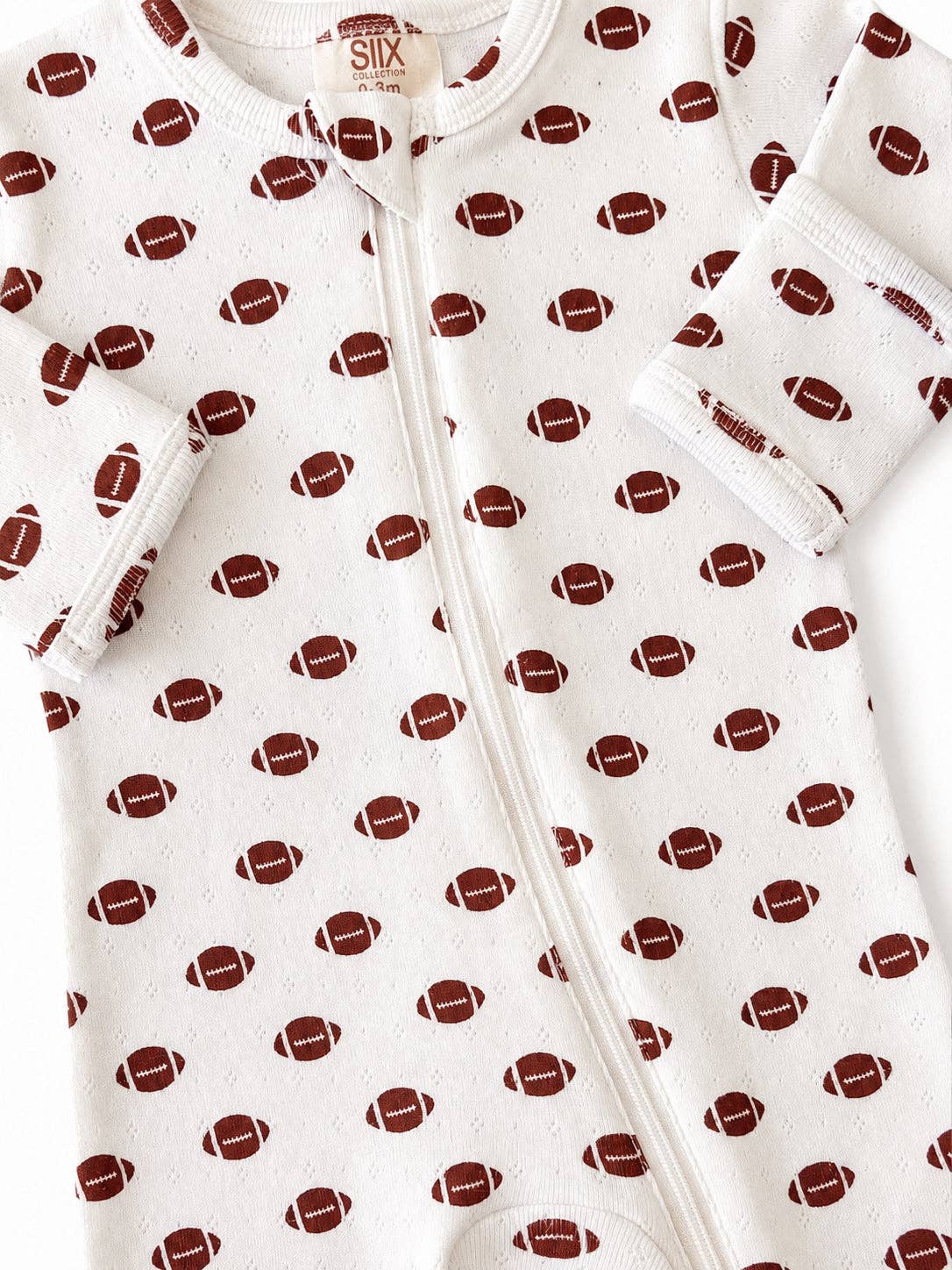 Football / Organic Pointelle 2-Way Zip Footie: Newborn