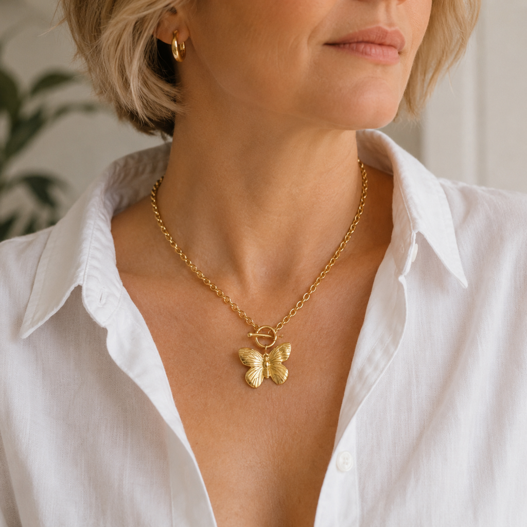 Vintage Butterfly Solo Toggle Necklace