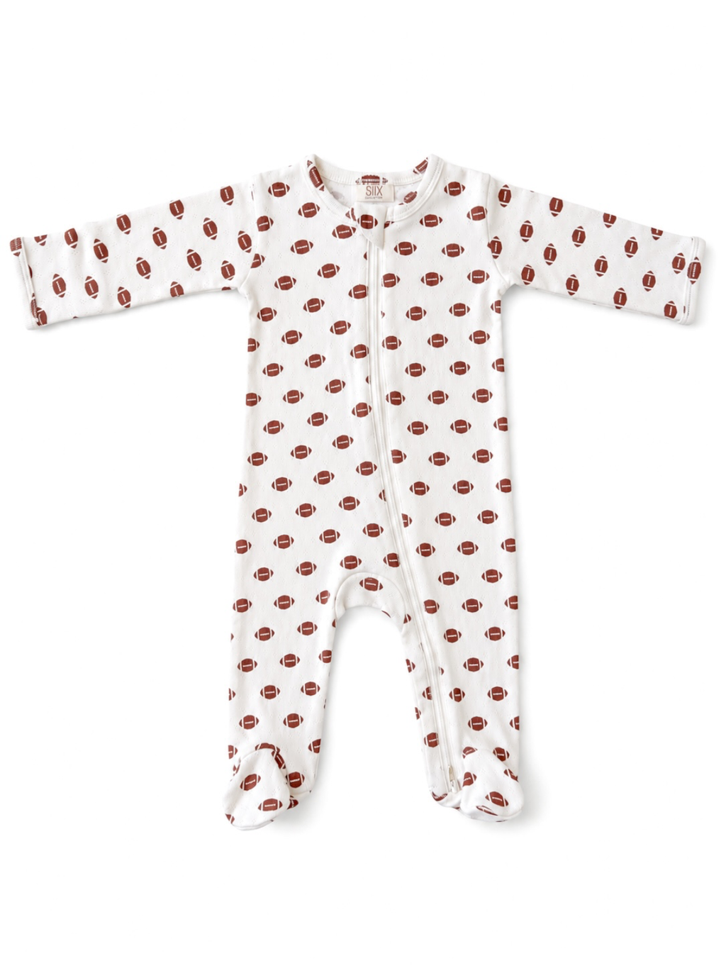 Football / Organic Pointelle 2-Way Zip Footie: Newborn