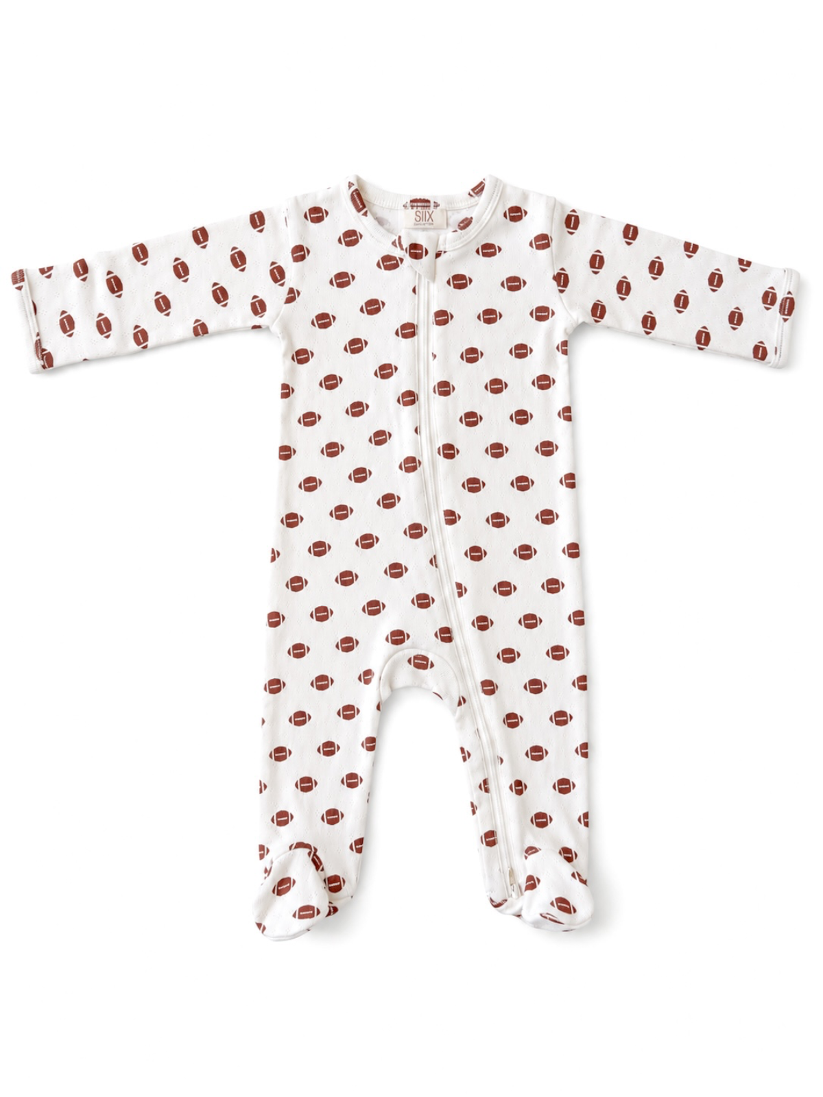Football / Organic Pointelle 2-Way Zip Footie: Newborn