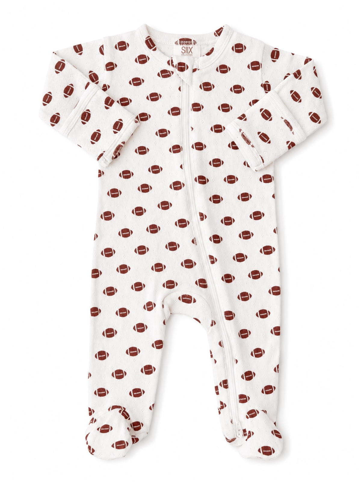 Football / Organic Pointelle 2-Way Zip Footie: Newborn
