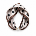 Ellison+Young Satin Twilly Scarf Necklace with Jeweled Magnetic Clasp: Polka Dot Print